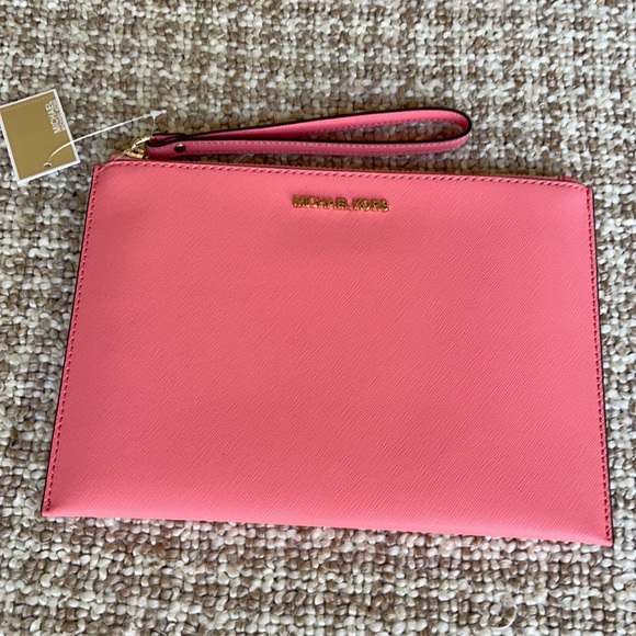 MK Jet Set Travel XL Zip Clutch Wristlet Grapefrui - Picture 15 of 15